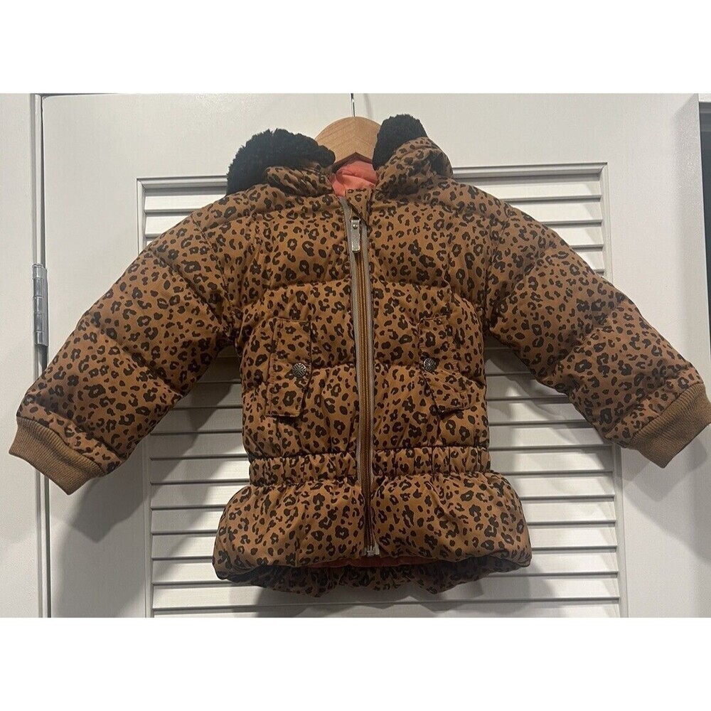 Hanna Andersson Down Jacket W Hood Leopard Print Youth Girls Sz 3 90